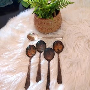 Vintage Fairfield Silver Plated 7" Soup Spoons set of  Five.